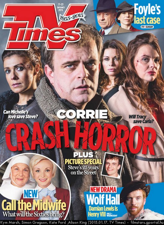 Kym Marsh, Simon Gregson, Kate Ford & Alison King (2015.01.17. TV Times)