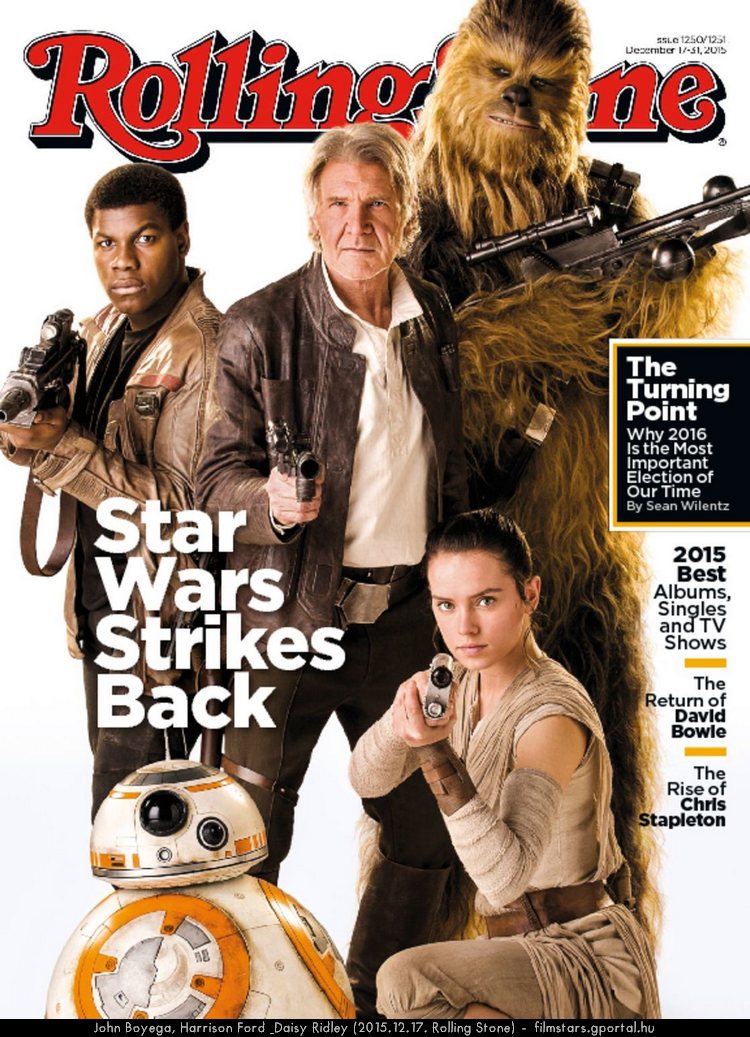 John Boyega, Harrison Ford & Daisy Ridley (2015.12.17. Rolling Stone)