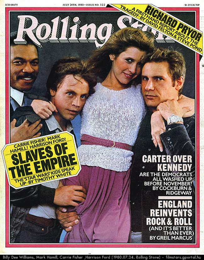 Billy Dee Williams, Mark Hamill, Carrie Fisher & Harrison Ford (1980.07.24. Rolling Stone)