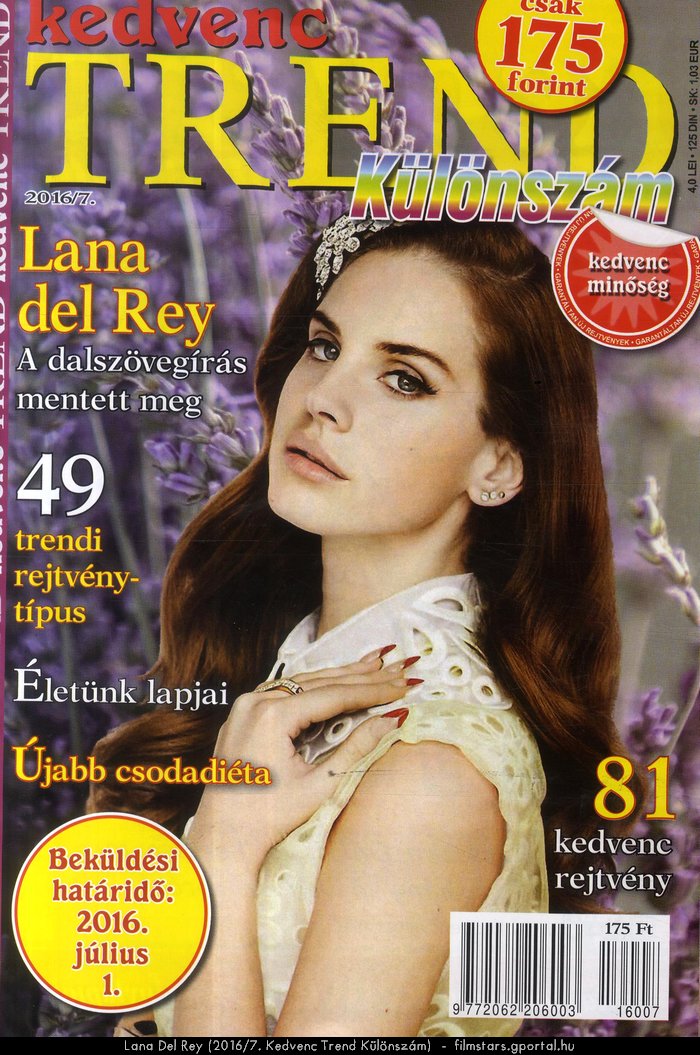 Lana Del Rey (2016/7. Kedvenc Trend Klnszm)