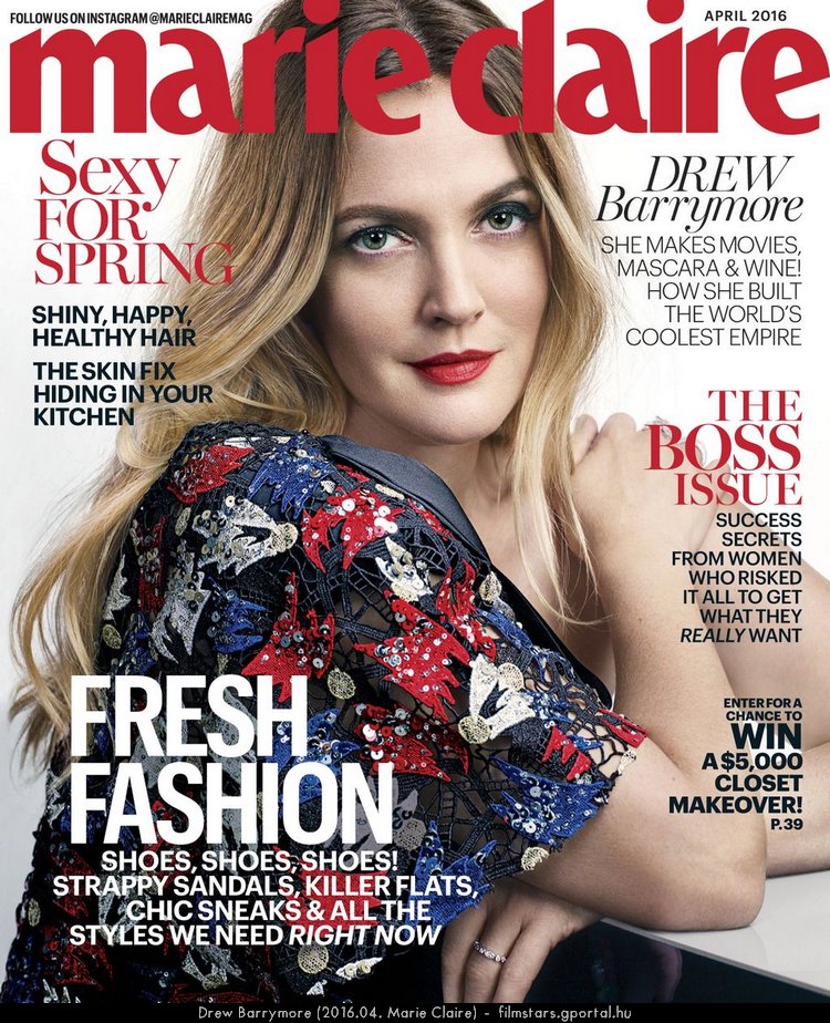 Drew Barrymore (2016.04. Marie Claire)
